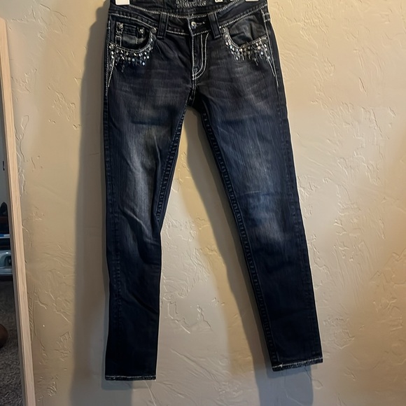 Miss Me Dark Wash Sequin Skinny Jeans - Picture 6 of 7